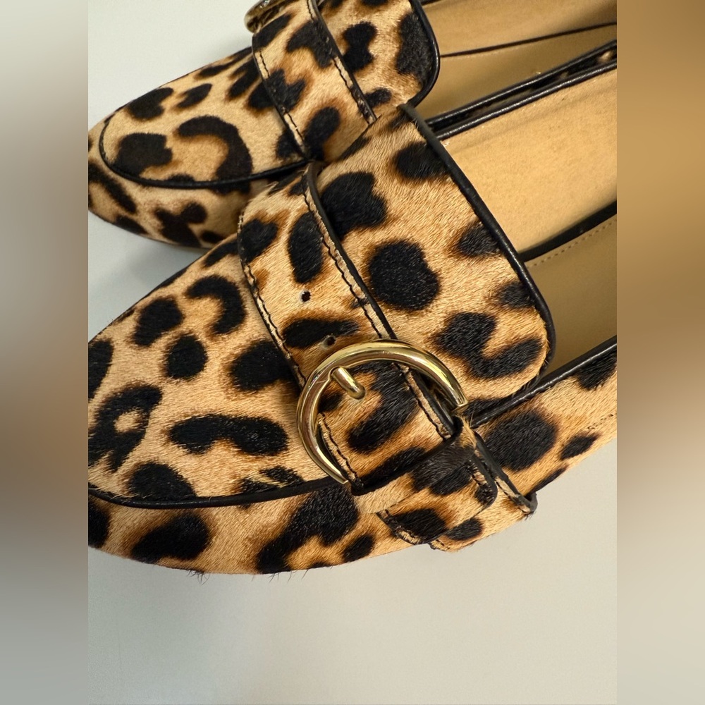 Talbots Ryan buckle loafers cheetah print calf hair animal print preppy 6 1/2 EC - Picture 5 of 9